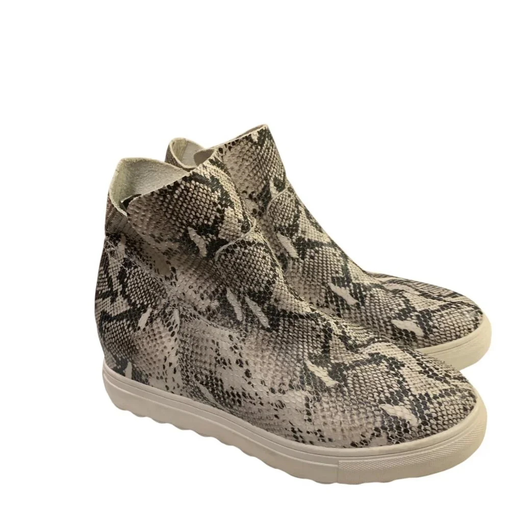 J/Slides New York Hightop Tennis Shoes Leather Snake Skin Platform Sz 10 Streetw